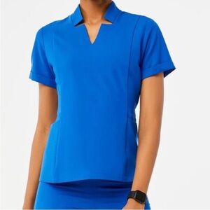 Figs Imala Slim Top Self Collar Royal Blue XS BNWT